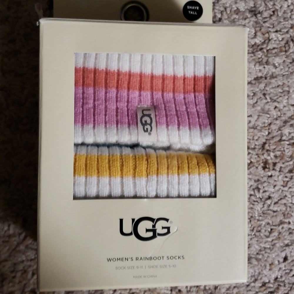 UGG Rainboot socks Tall multi color stripes - Picture 1 of 5